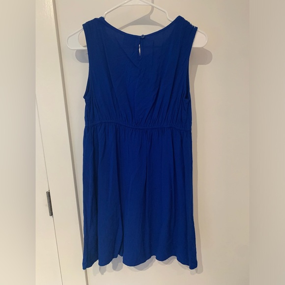 Blue Kids Dress With Embroidered Neckline - Picture 2 of 5